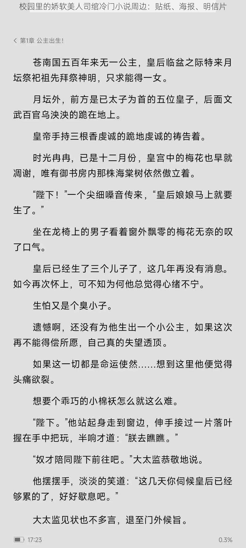 校园里的娇软美人司绾冷门小说周边：贴纸、海报、明信片