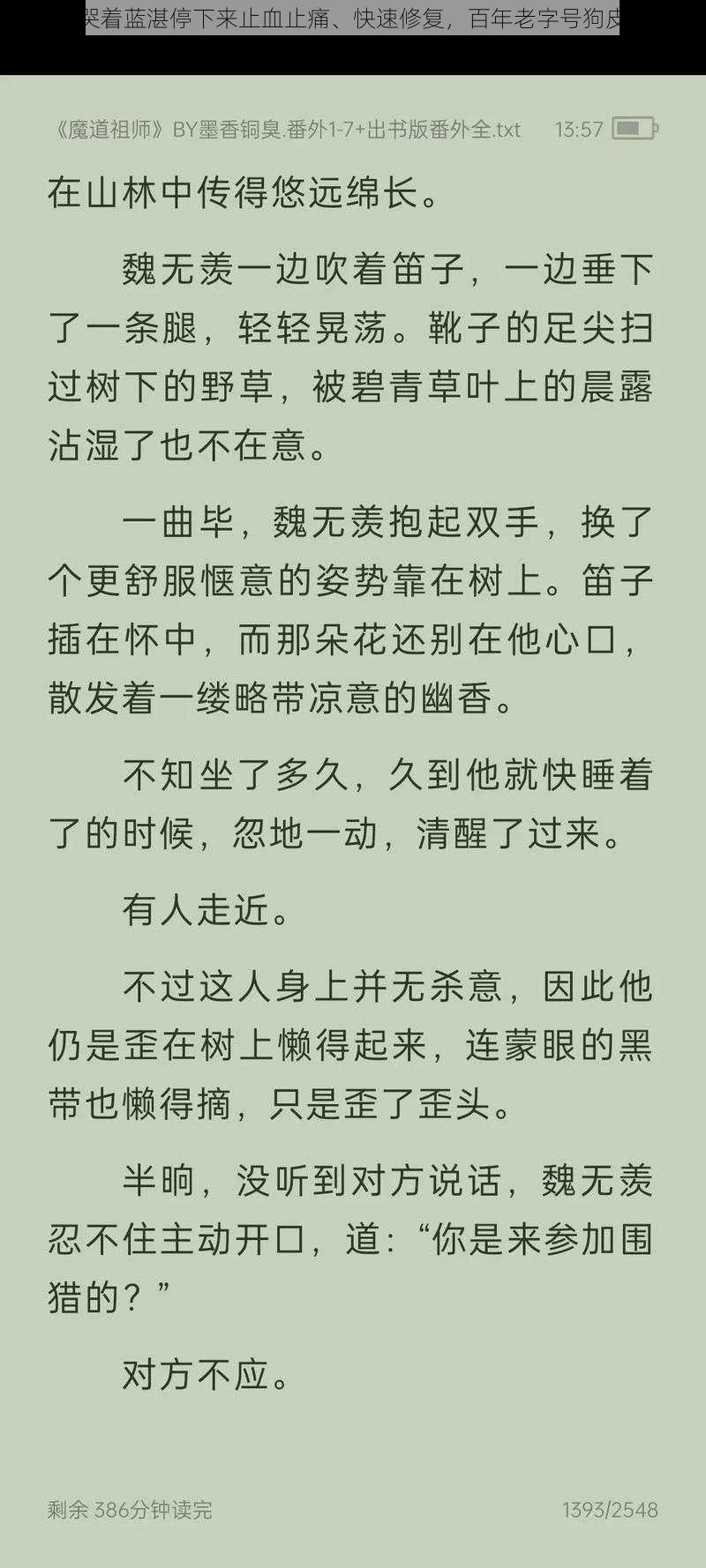 魏婴哭着蓝湛停下来止血止痛、快速修复，百年老字号狗皮膏药