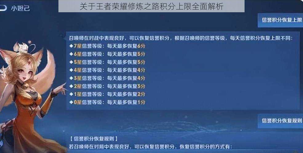 关于王者荣耀修炼之路积分上限全面解析