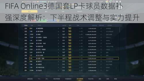 FIFA Online3德国套LP卡球员数据补强深度解析：下半程战术调整与实力提升
