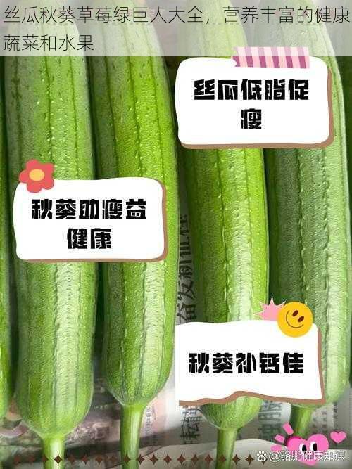 丝瓜秋葵草莓绿巨人大全，营养丰富的健康蔬菜和水果