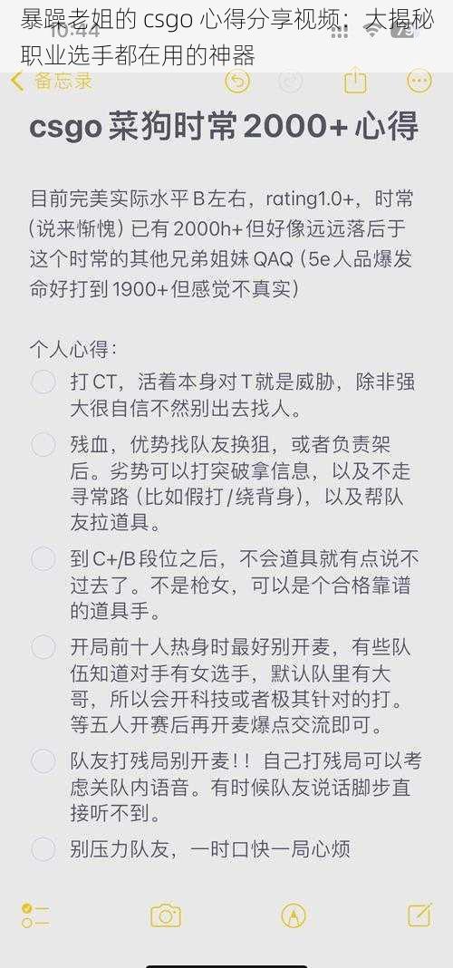 暴躁老姐的 csgo 心得分享视频：大揭秘职业选手都在用的神器