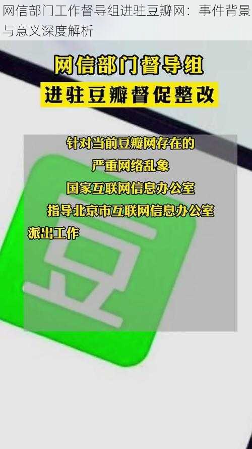 网信部门工作督导组进驻豆瓣网：事件背景与意义深度解析