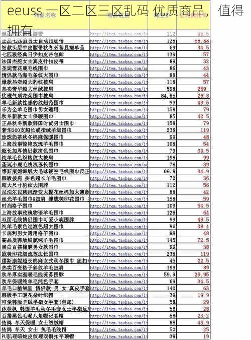 eeuss 一区二区三区乱码 优质商品，值得拥有