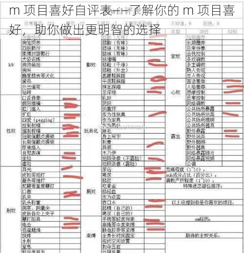 m 项目喜好自评表——了解你的 m 项目喜好，助你做出更明智的选择