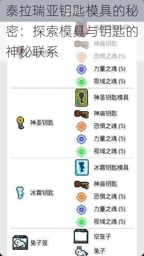泰拉瑞亚钥匙模具的秘密：探索模具与钥匙的神秘联系