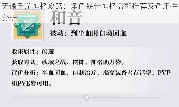 天谕手游神格攻略：角色最佳神格搭配推荐及适用性分析