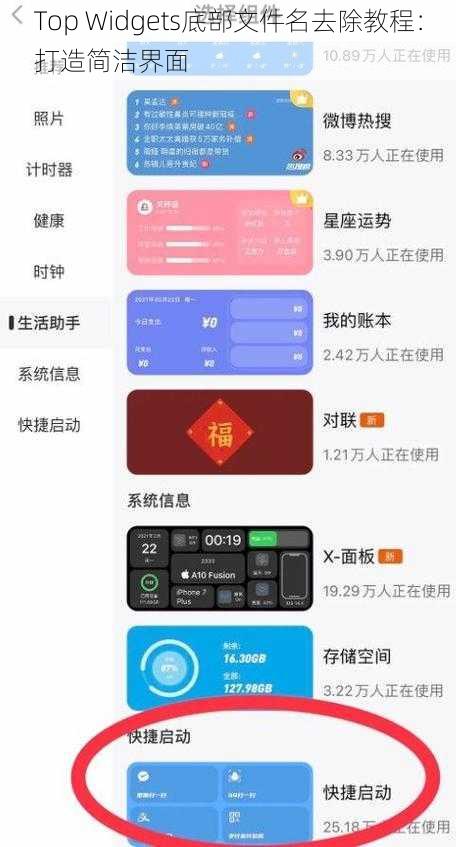 Top Widgets底部文件名去除教程：打造简洁界面